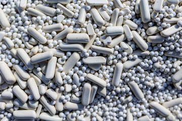 Ceramic media used in rock tumbling. A close up perspective on what hobbyists use in their rock...