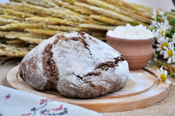 wheat and bread on the table