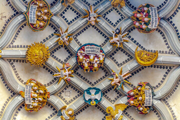 Ornaments of the main entry to the Bern Minster Cathedral, Bern, Switzerland.