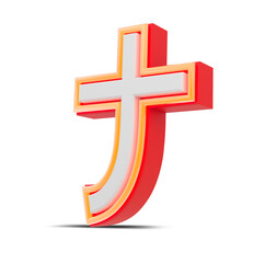 Obraz premium Red 3D alphabet japan style with orange neon light, 3d rendering.