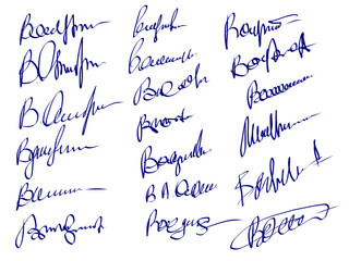 Fototapeta premium Set of vector autographs. A collection of handwriting stylized as signatures.