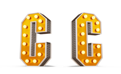 Broadway style light bulb alphabet, 3d rendering