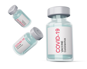 Covid-19 vaccine bottle, coronavirus vaccine, 3d rendering illustration