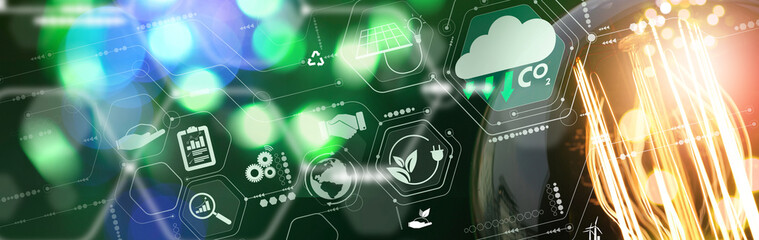 Vintage Light bulb of eco friendly Environmental technology and Sustainable development, save the planet and energy, Recycle and reuse.