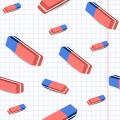 Back to school background. Concept of school background. Seamless pattern. Vector. Education, science concept. Banner. First day of school, pencils, eraser  and supplies.
