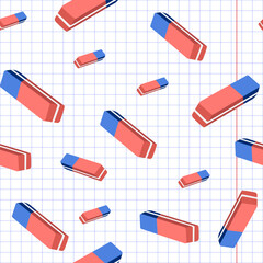 Back to school background. Concept of school background. Seamless pattern. Vector. Education, science concept. Banner. First day of school, pencils, eraser  and supplies.