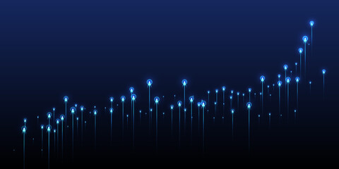Upward vertical line rays fiber optics vector.