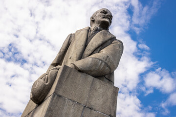 Petrozavodsk, Russia - June 12, 2022: Fragment of the monument to Lenin in Petrozavodsk