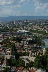 Fototapeta na wymiar Tbilisi's overview from Narikala hill top