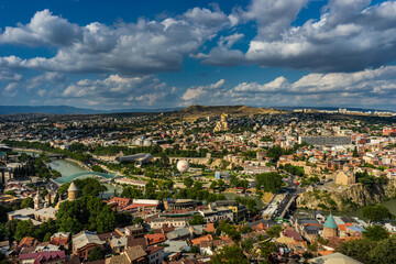 Naklejka premium Tbilisi's overview from Narikala hill top