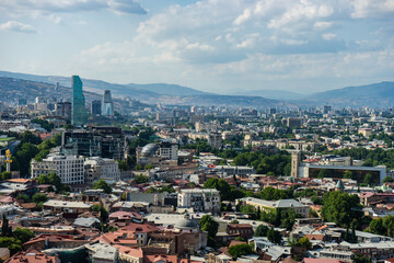 Naklejka premium Tbilisi's overview from Narikala hill top