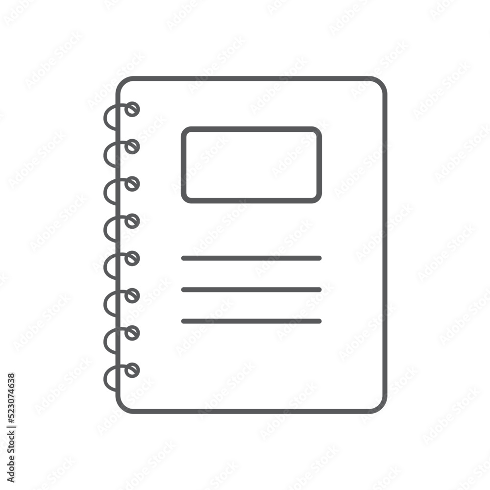 Poster notebook with rounded corners outline icon. wireframe scratch pad. vector stock