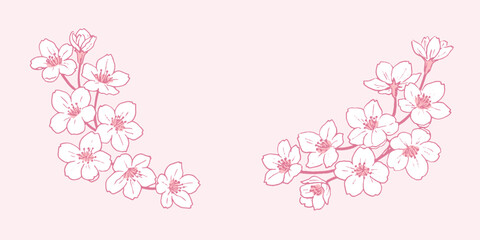 Vector illustration set of cherry blossoms decoration