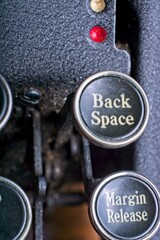 Close up of keys to a vintage mechanical typewriter