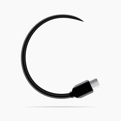C logo made of type c cable. Vector isolated font for digital design, template, application logo etc.