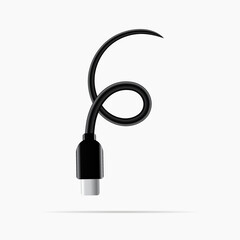 F logo made of type c cable. Vector isolated font for digital design, template, application logo etc.