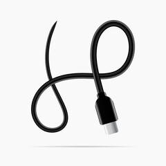 H logo made of type c cable. Vector isolated font for digital design, template, application logo etc.