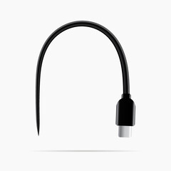 N logo made of type c cable. Vector isolated font for digital design, template, application logo etc.