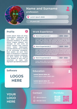 Template CV Desing Modern Glassmorphism Futuristic 