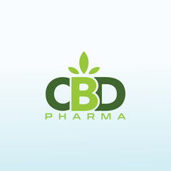 cbd hemp is the medical component of cannabis vector logo design
