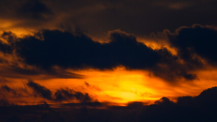 Obraz premium Evening sunset. Majestic Storm Clouds. Tragic gloomy sky