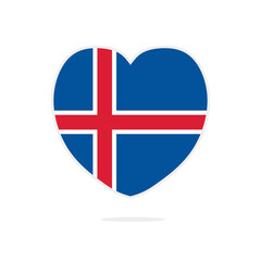 Icelandic love heart flag isolated on white background. Flag of Iceland in the shape of a heart. Iceland flag vector illustration