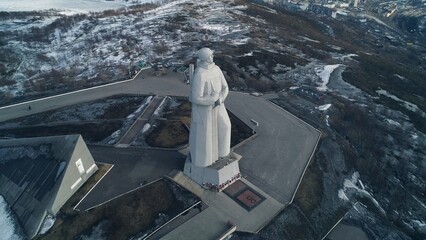 Hero city of Murmansk, monument to Alyosha, defenders of Russian Arctic