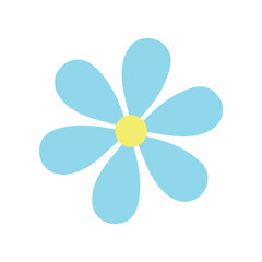 Fototapeta na wymiar blue daisy chamomile flower icon, decoration, flat design, white background, vector element