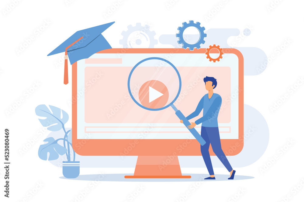 Poster internet lessons searching. remote university, educational programs, online classes website. high sc