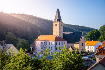 Fototapeta premium Rozmberk town panorama in South Bohemia