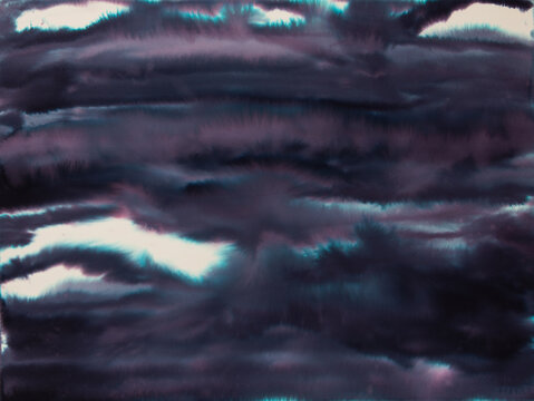 Storm cloudy cosmic background watercolor