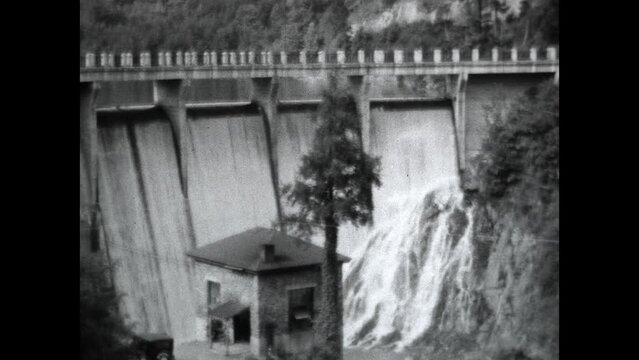 Lake Tahoma Dam 1934 - Viewing the Lake Tahoma Dam, impounding Lake Tahoma, near Marion, North Carolina in 1934.