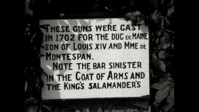 Le Duc de Maine Guns 1931 - Cannons cast for the Duke of Maine, Louis Auguste, illegitimate son of the French King Louis XIV. Seen at Fort Ticonderoga in New York, 1931.