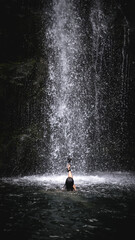 Obraz premium Swimming in waterfall