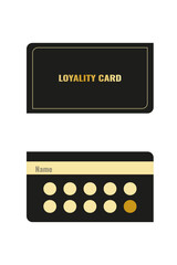 Discounts and sales, coupons and vouchers for loyal clients and customers of shops, stores and malls. Loyalty card with text. Company ads. Vector.