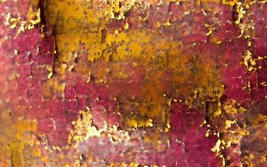 Digital illustration abstract background painted rusty texture with gold