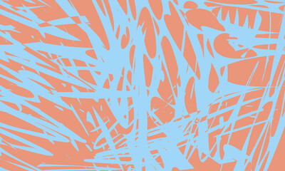 Abstract background from blue spots on the background of calming coral color. Composition in the form of a chaotic arbitrary pattern. Vector illustration, EPS 10.