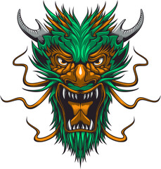Fototapeta premium Cartoon asian dragon monster beast mascot head