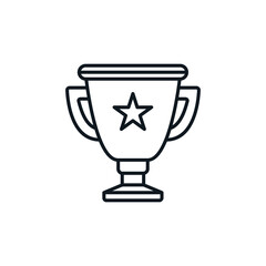 Cup icon. First prize. Symbol of competition, leadership. School, sport concept.
Can be used in social media, packaging, typographic and web design. Vector illustration isolated on white background.