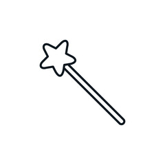 Magic wand icon. Winter, New Year and Christmas concept. Magical time of the year. Can be used in social media, typographic and web design. Vector illustration isolated on white background.