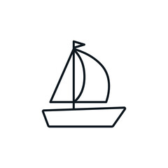 Ship icon. Sea travel and cruises symbol. Summer holidays and tourism concept. Can be used in social media, packaging, typographic and web design. Vector illustration isolated on white background.