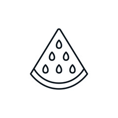 Watermelon icon. Food and exotic fruits symbol. Summer holidays concept. Can be used in social media, packaging, typographic and web design. Vector illustration isolated on white background.