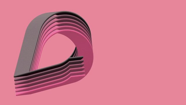 Abstract pink animated transition 3D shape with copy space