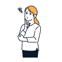 悩む若い女性のシンプルなベクターイラスト素材