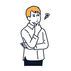 悩む若い男性のシンプルなベクターイラスト素材