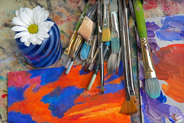 Obraz premium Artist's selection of paint brushes