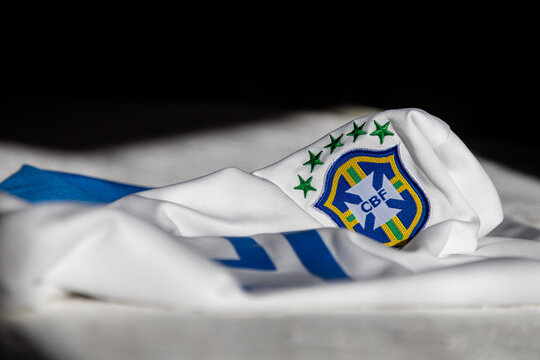 Brazil national football team white jersey with CBF badge