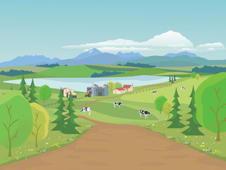 北海道の酪農農場風景