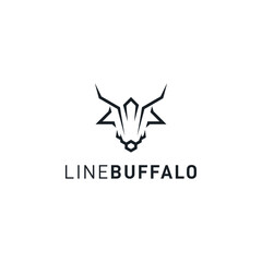 Simple Geometric Line Buffalo Bull Logo