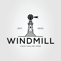 windmill or wood propeller or weathervane logo vector illustration design